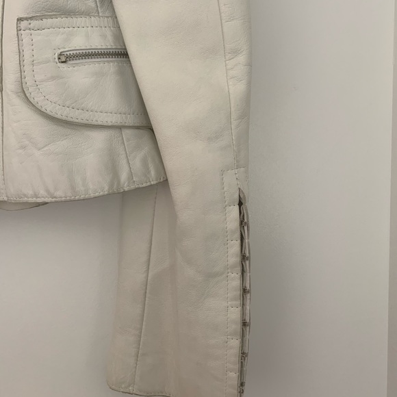 Sexy cropped white leather jacket - Picture 7 of 9